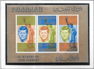 Sharjah #C25-C27 J.F.K. & Statue of Liberty S/S (MNH) CV $11.50