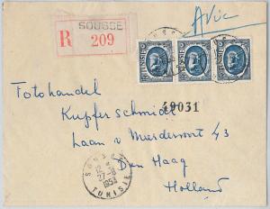 62559  -  TUNISIA - POSTAL HISTORY - REGISTERED COVER to THE NETHERLANDS 1953