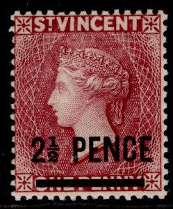 ST. VINCENT QV SG40, 2½ on 1d lake, LH MINT. Cat £32.