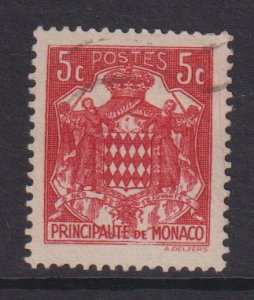 Monaco  #148  used   1937  Grimaldi Arms  5c