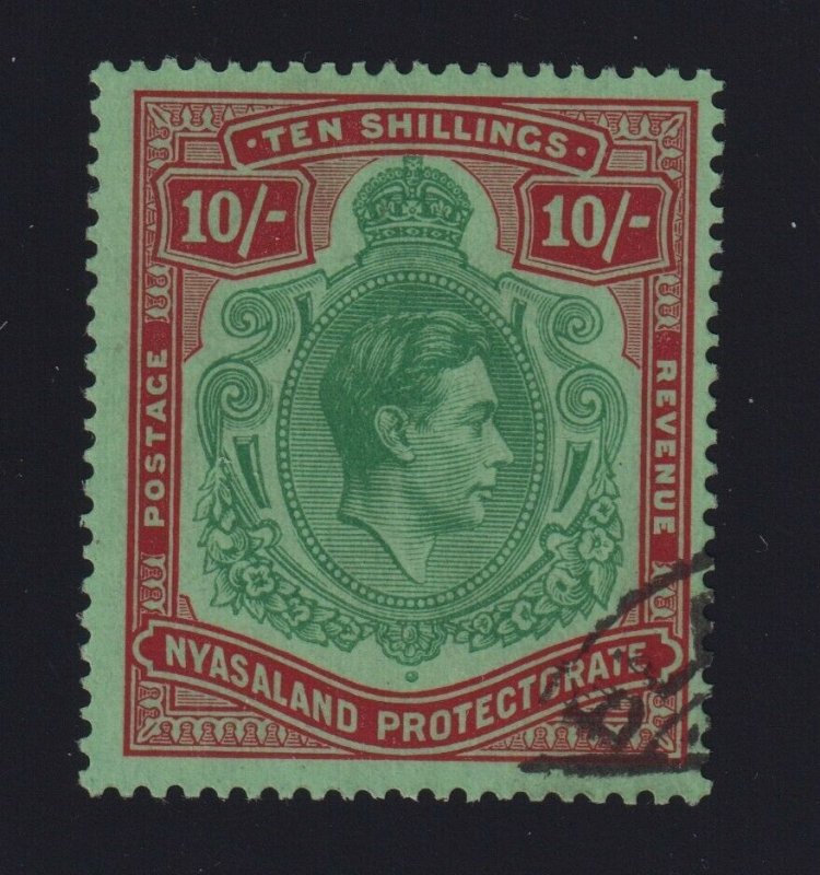 Nyasaland Protectorate Sc #37 (1921-30) 10/ King George VI Used