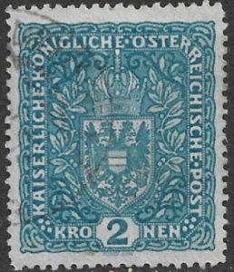 AUSTRIA 1917 2k Ordinary Paper Type I ARMS Issue Sc 164 VFU