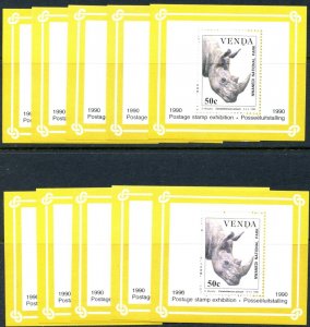 VENDA Sc#208a 1990 Rhinoceros Int’l Stamp Exhibition Lot of 10 S/S OG Mint NH