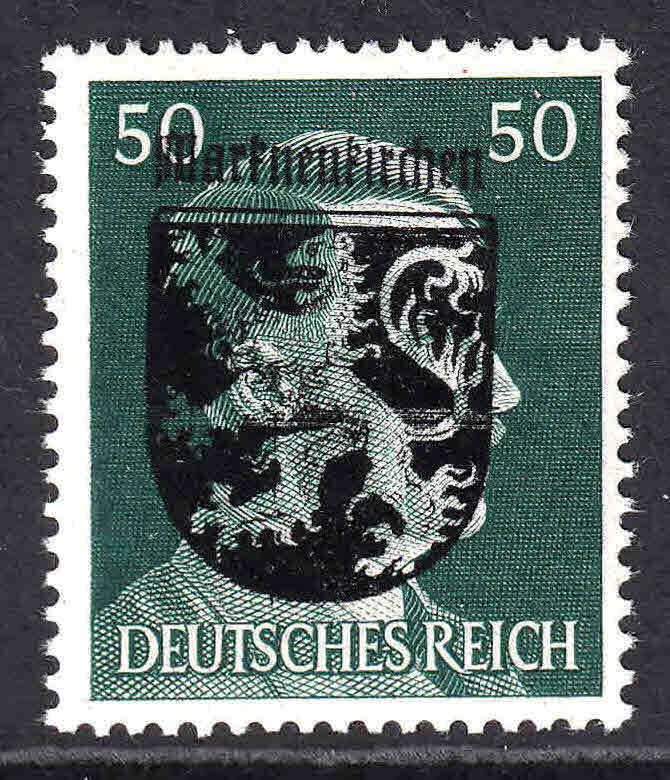 GERMANY 521 MARKNEUKIRCHEN LION OVERPRINT OG NH U/M F/VF BEAUTIFUL GUM