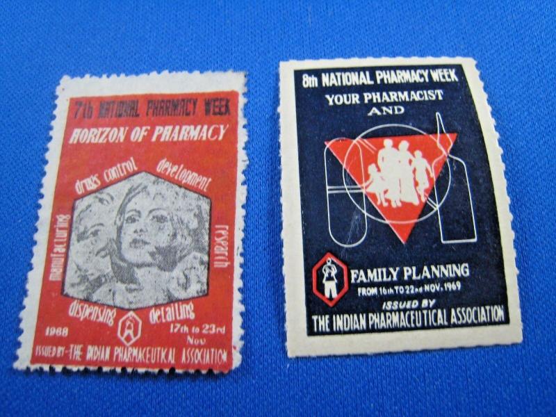 INDIA - LOT OF 2 LABELS FOR NATIONAL PHARMACY WEEK       (gg)