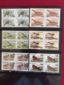 Philippines Scott 1392-97 BIRDS  in blocks of 4 Mint NH $115.00