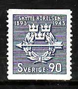Sweden-Sc#343- id10-unused hinged 90o Rifle Federation-1943-