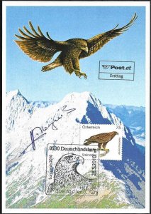 2010 Austria Mountains, Birds, Golden Eagle, Artist signed FDC-Maxi-Card! 