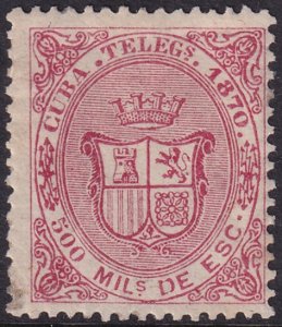 Cuba 1870 telegrafo Ed 8 telegraph MLH* crease at top