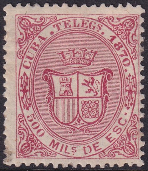 Cuba 1870 telegrafo Ed 8 telegraph MLH* crease at top