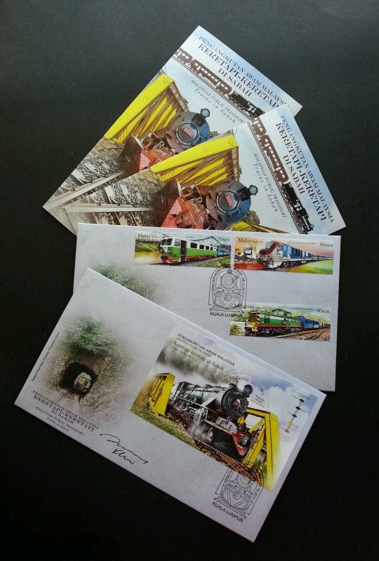 Malaysia Public Transport Train 2015 Locomotive Railway (FDC pair) *signed *Rare