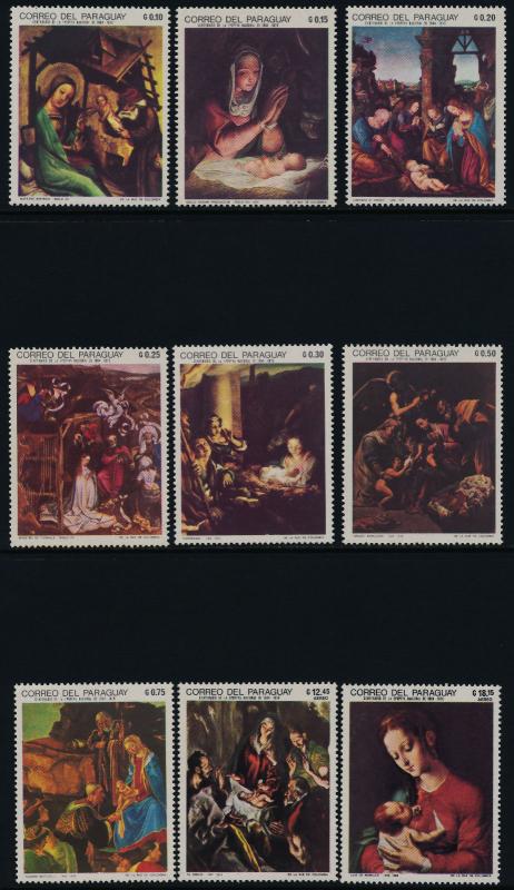 Paraguay 1210-8 MNH Christmas, Art, Paintings, Nativity, Madonna