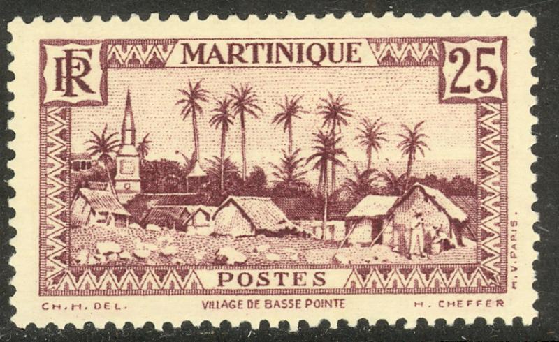 MARTINIQUE 1933-40 25c Basse-Pointe Village Pictorial Sc 141 MVLH