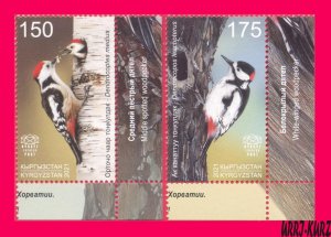 KYRGYZSTAN 2021 Joint Croatia Nature Fauna Protected Birds Woodpeckers 2v MNH