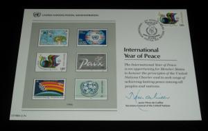  U.N.#SC30, 1986 ,INTL. PEACE YEAR,COMPLETE SET/ 4 SOUVENIR CARDS NICE! LQQK!