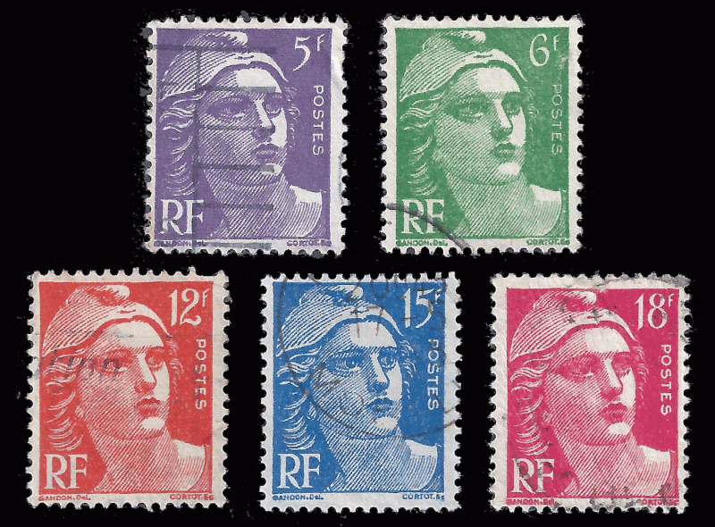 France 1951 Sc 650-54 UVG Marianne of the Liberation '51 set