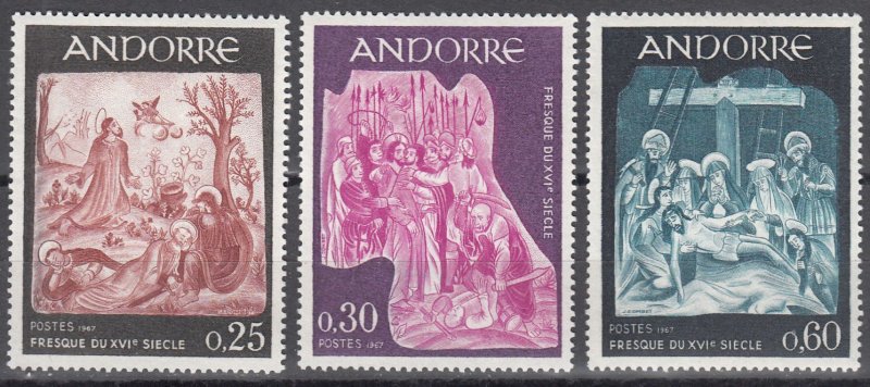 andorra--french  scott no 178-80 mh