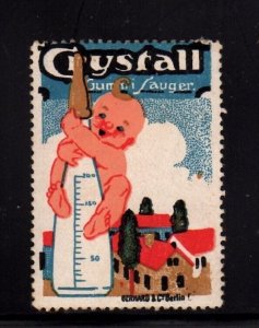 German Advertising Stamp Crystall Baby Bottle Rubber Nipple, Baby on Bottle