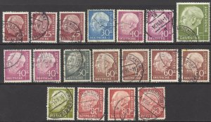 Germany Sc# 711-719 Used Assorted 1954-1960 Pres. Theodor Heuss