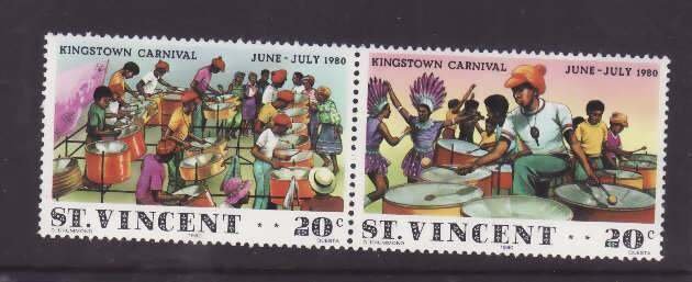 St. Vincent-Sc#602- id7-unused NH set-Carnival-Steel band-1980-