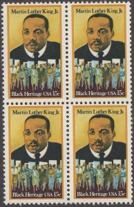 1979 Martin Luther King, Jr Block Of 4 15c Postage Stamps, Sc 1771, MNH, OG