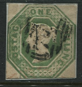 1847 1/ green Embossed used cut square close margins (41)