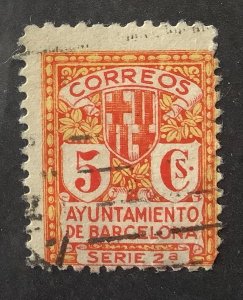 Spain, Barcelona municipality 1933 - 5c, Coat of Arms of Barcelona,  Serie 2a