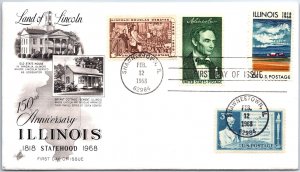 U.S. FIRST DAY COVER SESQUICENTENNIAL OF ILLINOIS STATEHOOD COMBO 1968