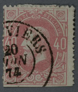 Belgium #35 Used VG Cancel Date 20 JUN 10-11M (18)74 Good Color HRM