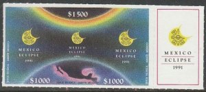 MEXICO 1699(a), SOLAR ECLIPSE TRIPTYCH WITH LABEL. MINT, NH. VF.