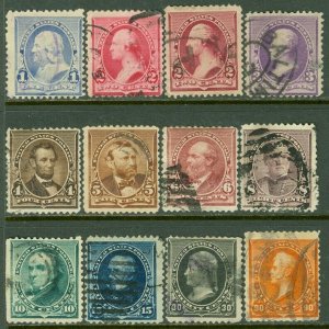EDW1949SELL : USA 1890-93 Scott #219, 219D-229 Used. Minor faults. Catalog $267.