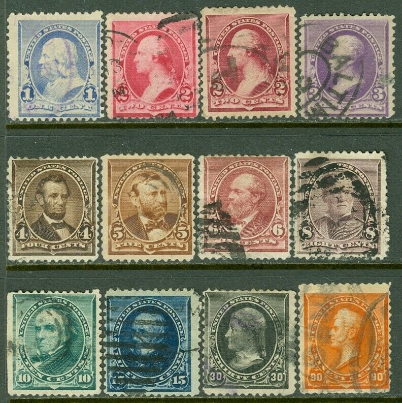 EDW1949SELL : USA 1890-93 Scott #219, 219D-229 Used. Minor faults. Catalog $267.