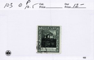 LIECHTENSTEIN  103   PERF 10.5   USED