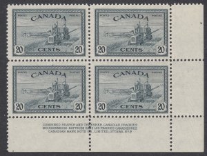 Canada #271 Mint Plate Block, Plate No. 2 LR