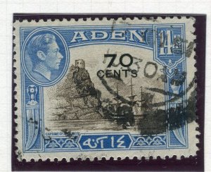 ADEN; 1940s early GVI surcharged issue fine used 70c. value