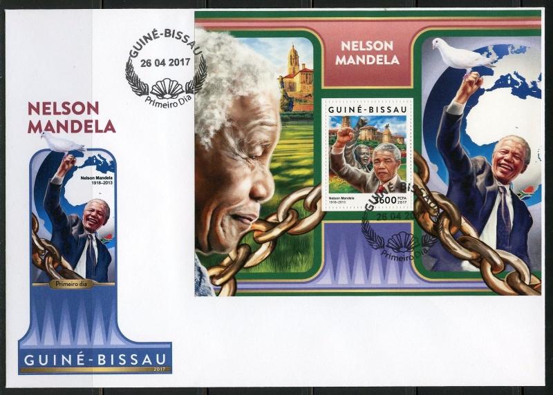 GUINEA BISSAU  2017 NELSON MANDELA  SOUVENIR SHEET FIRST DAY COVER