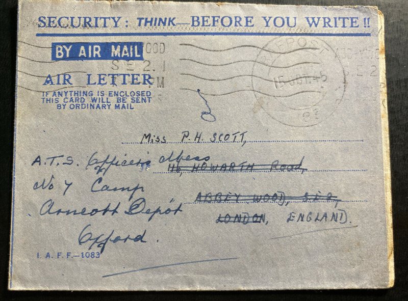 1945 RAFPOST  India OAS Censored Airmail Cover To Oxford England 