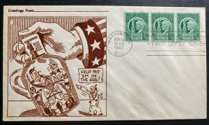 1943 Washington DC USA Patriotic First Day Cover FDC Help Put Them In The Jug