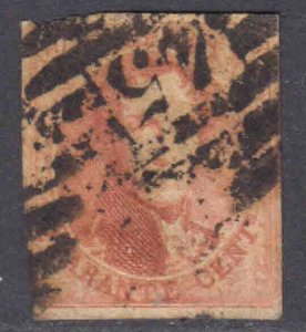 BELGIUM 8a RIBBED PAPER F-VF SCARCE $260 SCV