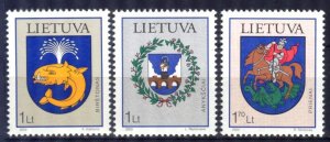 Lithuania 2002 Coats of Arms Birstonas Anyksciai Prienai Sc.716/8 MNH