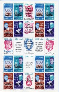 QATAR SCOTT #101/101H INT'L CO-OPERATION YEAR JOHN F KENNEDY SHEET OVP'T MINT NH