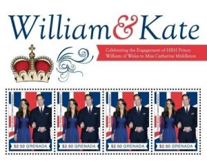 Grenada - 2011 - Royal Engagement Prince William & Kate - Sheet Of 4 - MNH