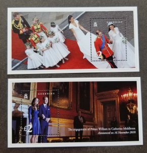 *FREE SHIP Guernsey Royal Engagement Wedding 2011 Prince William (ms pair) MNH