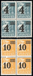 Denmark Stamps # 244-5 MNH XF Blocks Of 4 Scott Value $25.00