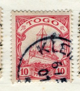 GERMAN COLONIES TOGO; 1900s early Yacht type used POSTMARK value, Klein-Popo