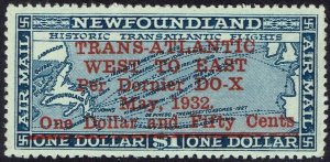 NEWFOUNDLAND 1932 TRANS- ATLANTIC AIRMAIL $1.50 ON $1 