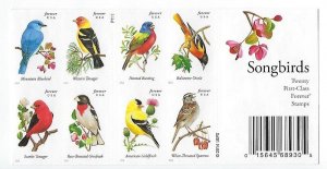 4891b 49C SONGBIRDS CONVERTIBLE PANE OF 2O STAMPS BROOKMAN CAT VALUE $65.00