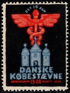 1926 Denmark Poster Stamp 19th Danish Buying Convention Copenhagen March 13-28