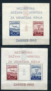 Croatia 1942 WWII  2 SS Perf+Imperf Mi Block 1-2 Sc B11-12 MH CV $148 SKU 1065