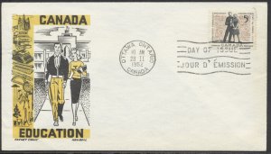 1962 #396 Education FDC Cachet Craft/Boll Cachet Ottawa